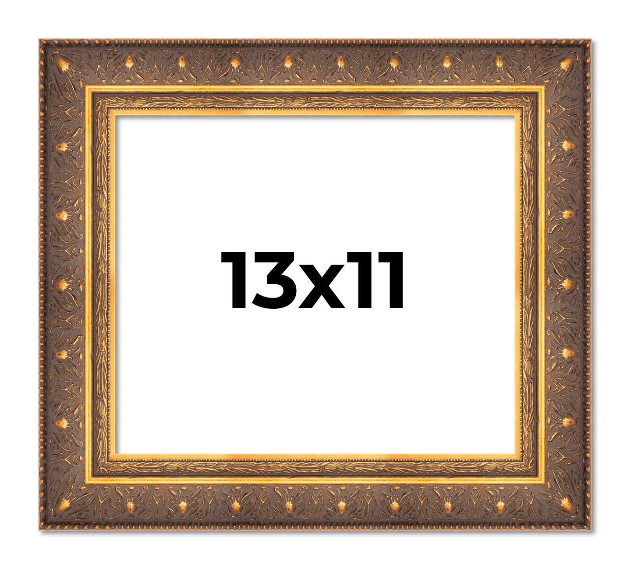 Photo Size Museum Gold Picture Frame - UV Acrylic, Foam Board Backing, Hanging Hardware